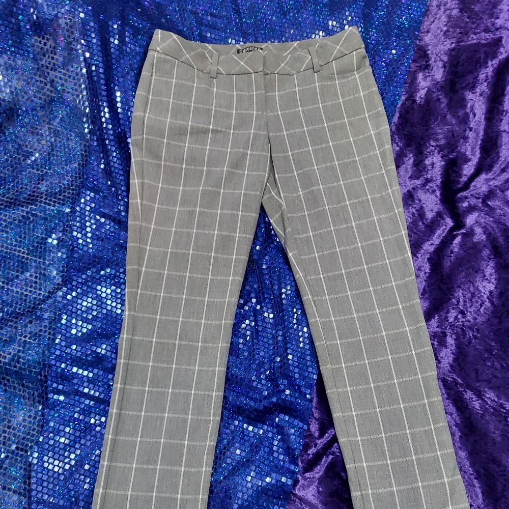 Express Gray Windowpane Dress Pants